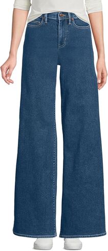 بنطلون جينز نسائي من Lands' End Recover Denim عالي الارتفاع وواسع الساق in Saudi Arabia