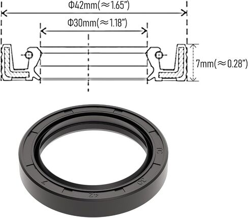 Oil Seal O Ring 36mm OD 25mm ID 7mm Width, TC Nitrile Rubber Cover Double Lip with Spring for Bearing Shaft Resist Oil and Heat, Black in Saudi Arabia