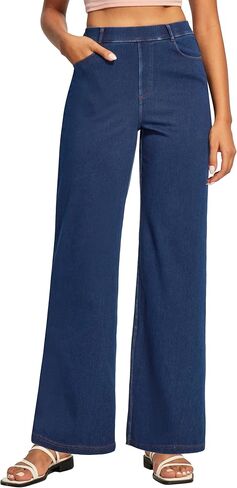 Ewedoos Wide Leg Jeans Woman High Waisted Stretchy Baggy Jeans for Women Pull On Trendy Womens Jeans Straight Denim Pants in Saudi Arabia