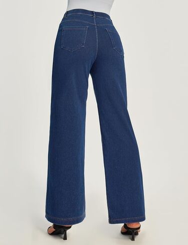 Ewedoos Wide Leg Jeans Woman High Waisted Stretchy Baggy Jeans for Women Pull On Trendy Womens Jeans Straight Denim Pants in Saudi Arabia