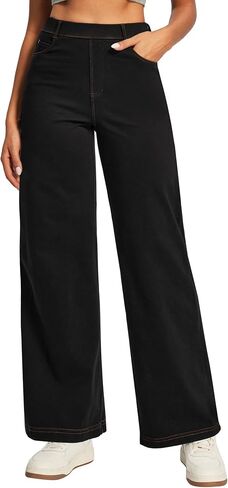 Ewedoos Wide Leg Jeans Woman High Waisted Stretchy Baggy Jeans for Women Pull On Trendy Womens Jeans Straight Denim Pants in Saudi Arabia