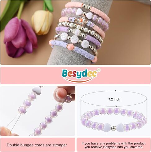 Heishi Preppy Bracelets, y2k Kawaii Stuff, Bohemian Beaded Charm Stackable Bracelet Set, Aesthetic Jewelry,Gifts for Women in Saudi Arabia
