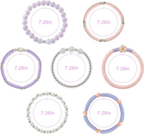 Heishi Preppy Bracelets, y2k Kawaii Stuff, Bohemian Beaded Charm Stackable Bracelet Set, Aesthetic Jewelry,Gifts for Women in Saudi Arabia