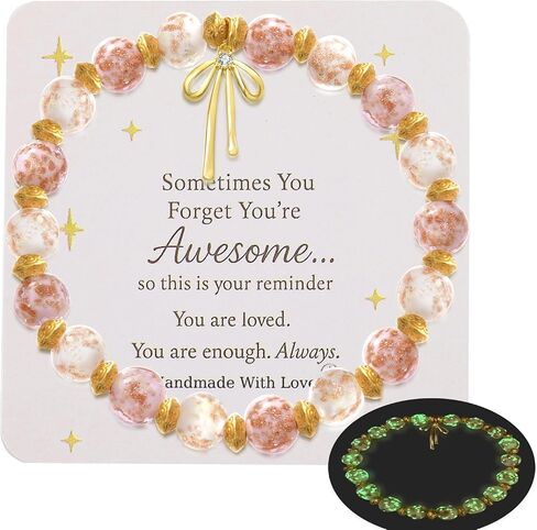 Bow Charm Bracelet, Firefly Glass Beaded Glow In The Dark Bracelet, You're Awesome Bracelet For Women Inspirational Gifts On Graduation Christmas Valentines Birthday in Saudi Arabia