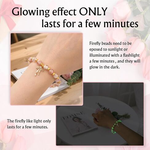 Bow Charm Bracelet, Firefly Glass Beaded Glow In The Dark Bracelet, You're Awesome Bracelet For Women Inspirational Gifts On Graduation Christmas Valentines Birthday in Saudi Arabia