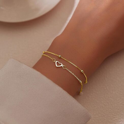 SUYACS 14K مطلية بالذهب نجمة حمراء سلسلة أساور للنساء مشبك ورق لذيذ القلب مكعب زركونيا ربط سلسلة سوار سوار الصداقة أفضل صديق هدايا عيد ميلاد حفلة موسيقية لأصدقاء ابنة in Kuwait