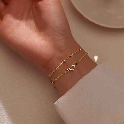 SUYACS 14K مطلية بالذهب نجمة حمراء سلسلة أساور للنساء مشبك ورق لذيذ القلب مكعب زركونيا ربط سلسلة سوار سوار الصداقة أفضل صديق هدايا عيد ميلاد حفلة موسيقية لأصدقاء ابنة in Kuwait