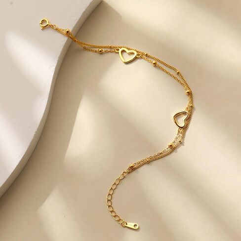 SUYACS 14K مطلية بالذهب نجمة حمراء سلسلة أساور للنساء مشبك ورق لذيذ القلب مكعب زركونيا ربط سلسلة سوار سوار الصداقة أفضل صديق هدايا عيد ميلاد حفلة موسيقية لأصدقاء ابنة in Kuwait