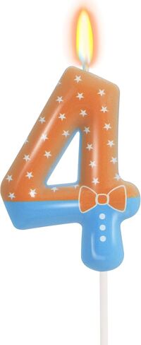 Orange Blue 3rd Birthday Candle for Girls Boys - Number 3 Candle, Cake Decorations, Children's Enlightenment Animation Theme Birthday Candles Kids Cartoon Theme Party Supplies in Kuwait