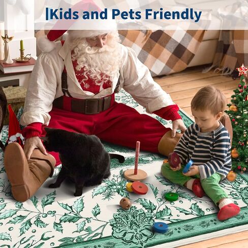 GarveeHome Christmas Rugs 9x12 Christmas Tree Print Area Rug Washable for Bedroom,Soft Nursery Mat Non-Slip Stain Resistant Living Room, Holiday Decor Untra-Thin Carpet for Office Red in Saudi Arabia