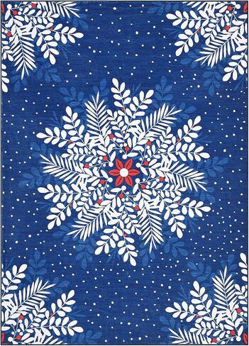 Christmas Runner 2x6,Snowflake Washable Rug Runners for Hallways Non Slip,Vintage Red Kitchen Runner Rugs Soft Low Pile, Christmas Snow Area Rugs for Bedroom Laundry Room Red in Saudi Arabia