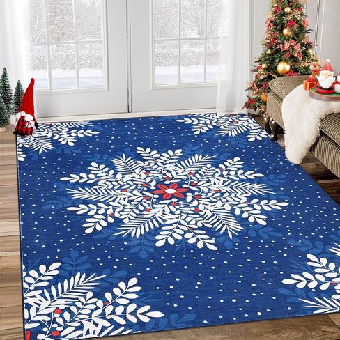 Christmas Runner 2x6,Snowflake Washable Rug Runners for Hallways Non Slip,Vintage Red Kitchen Runner Rugs Soft Low Pile, Christmas Snow Area Rugs for Bedroom Laundry Room Red in Saudi Arabia