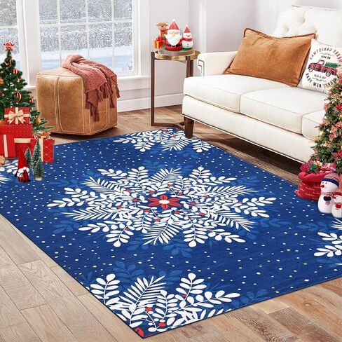Christmas Runner 2x6,Snowflake Washable Rug Runners for Hallways Non Slip,Vintage Red Kitchen Runner Rugs Soft Low Pile, Christmas Snow Area Rugs for Bedroom Laundry Room Red in Saudi Arabia
