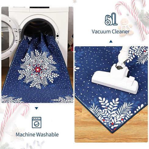 Christmas Runner 2x6,Snowflake Washable Rug Runners for Hallways Non Slip,Vintage Red Kitchen Runner Rugs Soft Low Pile, Christmas Snow Area Rugs for Bedroom Laundry Room Red in Saudi Arabia