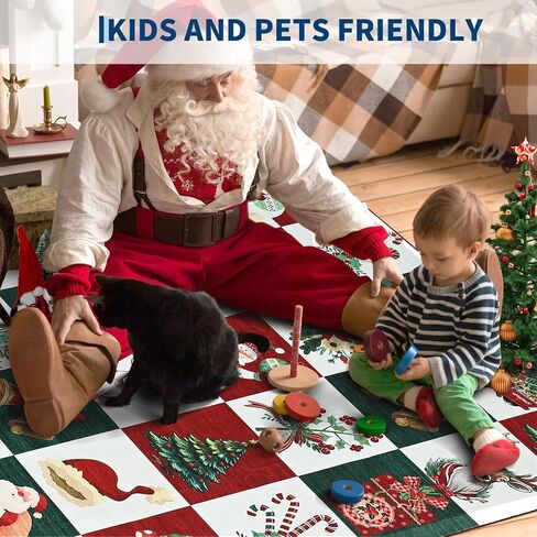 Christmas Rugs for Living Room,6 x 9 mas Style Prints Soft Low Pile Bedroom Rug Large Carpet,Stain Resistance Non Shedding Indoor Carpet for Dining Room Kitchen Office Decor in Saudi Arabia