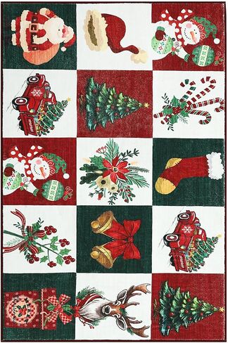 Christmas Rugs for Living Room,6 x 9 mas Style Prints Soft Low Pile Bedroom Rug Large Carpet,Stain Resistance Non Shedding Indoor Carpet for Dining Room Kitchen Office Decor in Saudi Arabia