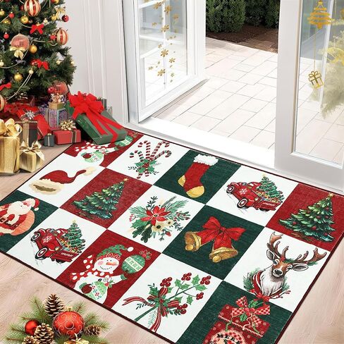 Christmas Rugs for Living Room,6 x 9 mas Style Prints Soft Low Pile Bedroom Rug Large Carpet,Stain Resistance Non Shedding Indoor Carpet for Dining Room Kitchen Office Decor in Saudi Arabia