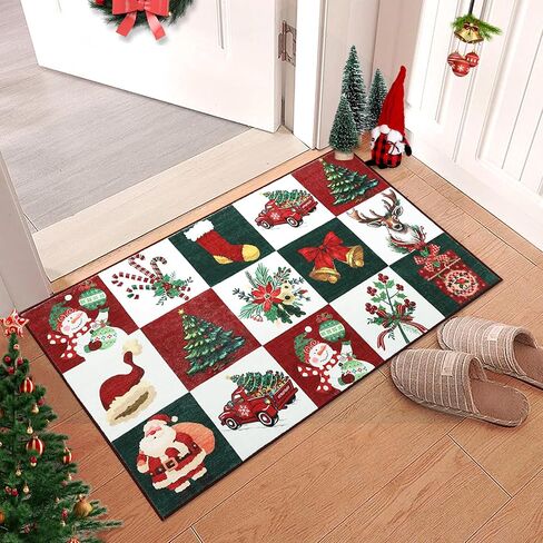 Christmas Rugs for Living Room,6 x 9 mas Style Prints Soft Low Pile Bedroom Rug Large Carpet,Stain Resistance Non Shedding Indoor Carpet for Dining Room Kitchen Office Decor in Saudi Arabia