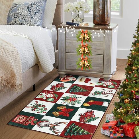 Christmas Rugs for Living Room,6 x 9 mas Style Prints Soft Low Pile Bedroom Rug Large Carpet,Stain Resistance Non Shedding Indoor Carpet for Dining Room Kitchen Office Decor in Saudi Arabia