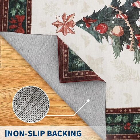 Christmas Tree Runner Rug,2x6 Non-Slip Washable Hallway Runner with Rubber Backing,Low Pile Carpet Holiday Decor Xmas Rug for Bedroom,Kitchen,Laundry Entrance in Saudi Arabia