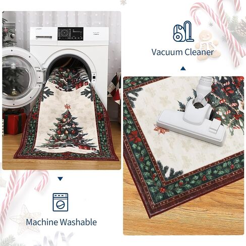 Christmas Tree Runner Rug,2x6 Non-Slip Washable Hallway Runner with Rubber Backing,Low Pile Carpet Holiday Decor Xmas Rug for Bedroom,Kitchen,Laundry Entrance in Saudi Arabia