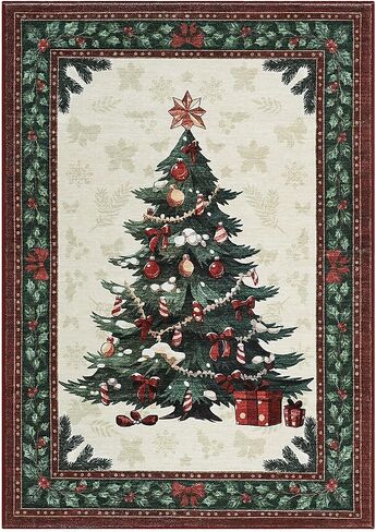 Christmas Tree Runner Rug,2x6 Non-Slip Washable Hallway Runner with Rubber Backing,Low Pile Carpet Holiday Decor Xmas Rug for Bedroom,Kitchen,Laundry Entrance in Saudi Arabia