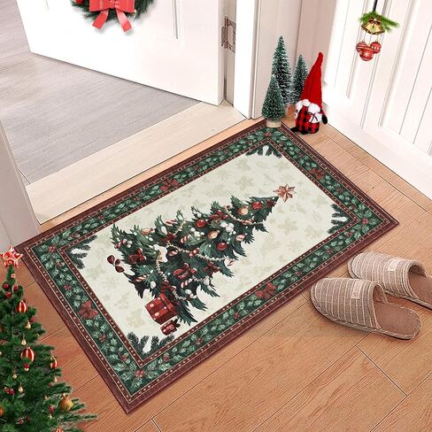 Christmas Tree Runner Rug,2x6 Non-Slip Washable Hallway Runner with Rubber Backing,Low Pile Carpet Holiday Decor Xmas Rug for Bedroom,Kitchen,Laundry Entrance in Saudi Arabia