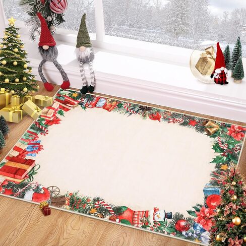 Christmas Santa Claus Area Rug,8x10 Large Rugs for Living Room Washable,Bedroom Throw Mats Non Slip,Soft Low Pile Floor Carpet for Kitchen Dining Room Christmas Decorations in Saudi Arabia