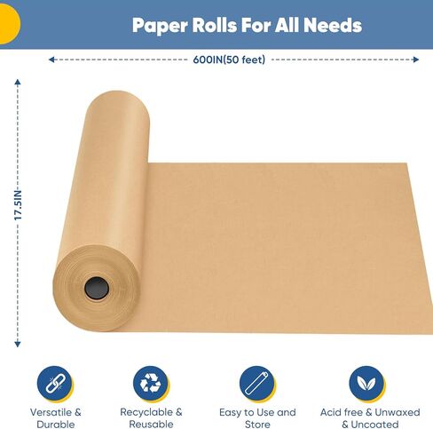 ورق تغليف أبيض مقاس 17.5 بوصة × 456 بوصة، لفة ورق حرفية للوحة الإعلانات، ورق رسم رسم بياني للحامل، لوازم فنية للأطفال الصغار الأولاد والبنات، ورق كرافت لتغليف هدايا باقة الزهور in Kuwait