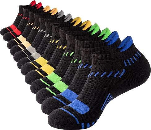 6 Pairs Mens Running Socks Breathable Mesh-hole Cushioned Socks for Men Size 10-13 13-15 in Saudi Arabia