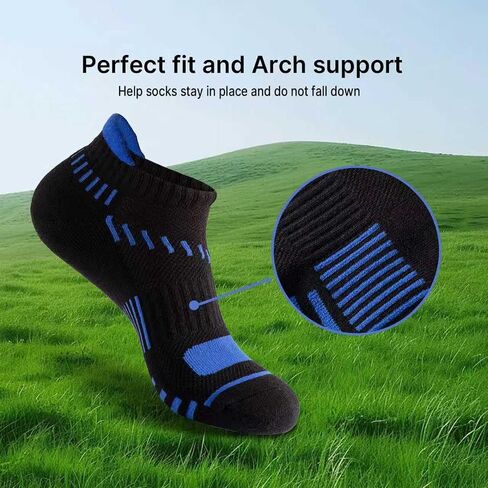 6 Pairs Mens Running Socks Breathable Mesh-hole Cushioned Socks for Men Size 10-13 13-15 in Saudi Arabia