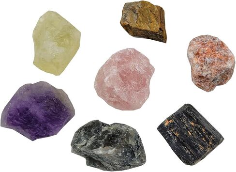 7Pcs Energy Crystals for Money and Success Manifestation Raw Crystals Set of Selenite,Green Aventurine,Citrine,Amazonite,Garnet,Pyrite,Amethyst (Crystals for Success and Money) in Kuwait