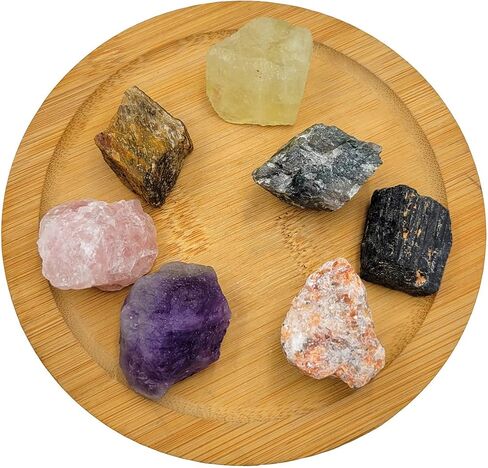 7Pcs Energy Crystals for Money and Success Manifestation Raw Crystals Set of Selenite,Green Aventurine,Citrine,Amazonite,Garnet,Pyrite,Amethyst (Crystals for Success and Money) in Kuwait