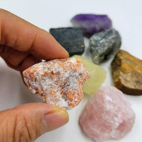 7Pcs Energy Crystals for Money and Success Manifestation Raw Crystals Set of Selenite,Green Aventurine,Citrine,Amazonite,Garnet,Pyrite,Amethyst (Crystals for Success and Money) in Kuwait