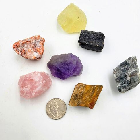 7Pcs Energy Crystals for Money and Success Manifestation Raw Crystals Set of Selenite,Green Aventurine,Citrine,Amazonite,Garnet,Pyrite,Amethyst (Crystals for Success and Money) in Kuwait