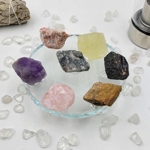 7Pcs Energy Crystals for Money and Success Manifestation Raw Crystals Set of Selenite,Green Aventurine,Citrine,Amazonite,Garnet,Pyrite,Amethyst (Crystals for Success and Money) in Kuwait