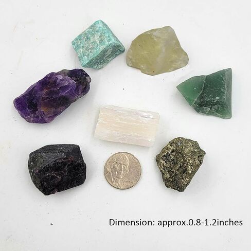 7Pcs Energy Crystals for Money and Success Manifestation Raw Crystals Set of Selenite,Green Aventurine,Citrine,Amazonite,Garnet,Pyrite,Amethyst (Crystals for Success and Money) in Kuwait