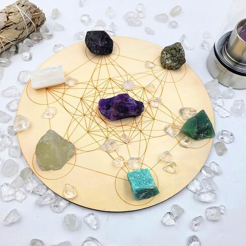 7Pcs Energy Crystals for Money and Success Manifestation Raw Crystals Set of Selenite,Green Aventurine,Citrine,Amazonite,Garnet,Pyrite,Amethyst (Crystals for Success and Money) in Kuwait