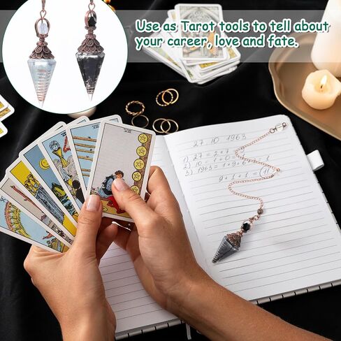 2 pcs Natural Aquamarine Crystal Pendulums Pendulum Crystals Spiritual Pendant Six Faceted Hexagonal Pointed Pendulum Cone Chip Stones with Chain for Witchcraft Supplies Divination Scrying in Saudi Arabia