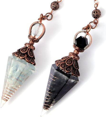 2 pcs Natural Aquamarine Crystal Pendulums Pendulum Crystals Spiritual Pendant Six Faceted Hexagonal Pointed Pendulum Cone Chip Stones with Chain for Witchcraft Supplies Divination Scrying in Saudi Arabia