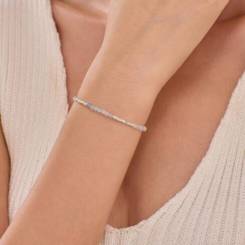 925 Sterling Silver Sky Blue Crystal Beaded Bracelet for Women Daughter Dainty Cute Enamel Charm Chain Tennis Bracelet Adjustable Fashion Wedding Christmas Jewelry Birthday Gifts for Mom Wife in Saudi Arabia