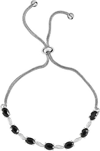 SHOP LC DELIVERING JOY Cubic Zirconia Bracelet in 925 Sterling Silver Black Bracelets for Woman - Bolo Bracelet Adjustable Bracelets for Women Jewelry Birthday Gifts for Her in Saudi Arabia