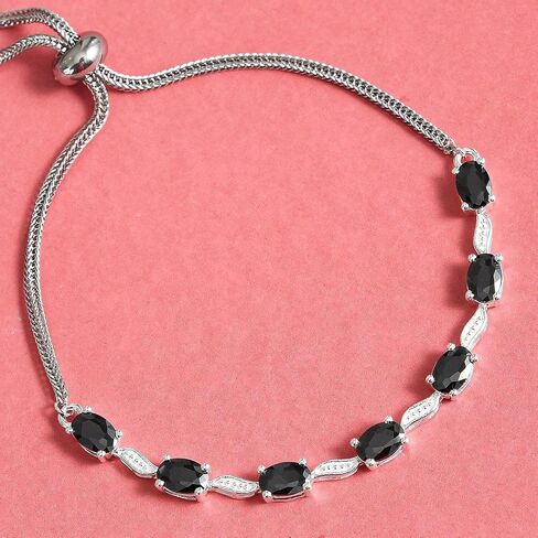 SHOP LC DELIVERING JOY Cubic Zirconia Bracelet in 925 Sterling Silver Black Bracelets for Woman - Bolo Bracelet Adjustable Bracelets for Women Jewelry Birthday Gifts for Her in Saudi Arabia