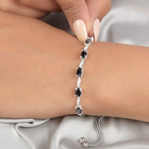 SHOP LC DELIVERING JOY Cubic Zirconia Bracelet in 925 Sterling Silver Black Bracelets for Woman - Bolo Bracelet Adjustable Bracelets for Women Jewelry Birthday Gifts for Her in Saudi Arabia