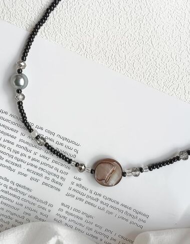 قلادة مطرزة للنساء بحجر غير منتظم وقلادة من اللؤلؤ مصنوعة يدويًا من الأحجار الكريمة بوهو قلادة مجوهرات صيفية للنساء in Kuwait