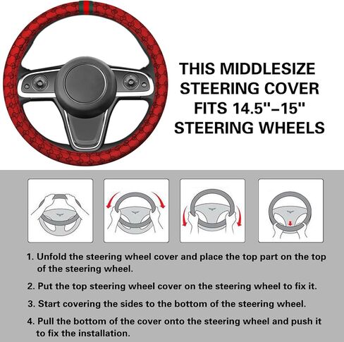 Steering Wheel Cover with 2 Car Headrest Pillow and 2 Seat Belt Cushions Shoulder Pads Universal fit 14 1/2"-15" Steering Wheel Beige in Kuwait