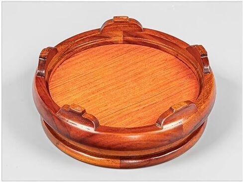 Display Base,Lotus Pedestal, Wood Base for Decor Rotatable Wooden Stool Display Stand Pedestal(Brown,28x31x7cm) in Saudi Arabia