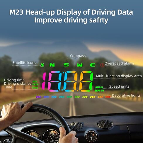 Heads Up Display for Cars Digital GPS Speedometer with Speed, Driving Direction, Overspeed Alarm & Fatigue Alert - Universal Plug & Play HUD for All Vehicles, Trucks, SUVs, and More in Saudi Arabia