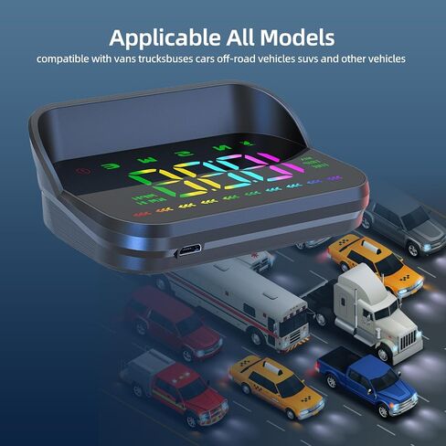 Heads Up Display for Cars Digital GPS Speedometer with Speed, Driving Direction, Overspeed Alarm & Fatigue Alert - Universal Plug & Play HUD for All Vehicles, Trucks, SUVs, and More in Saudi Arabia