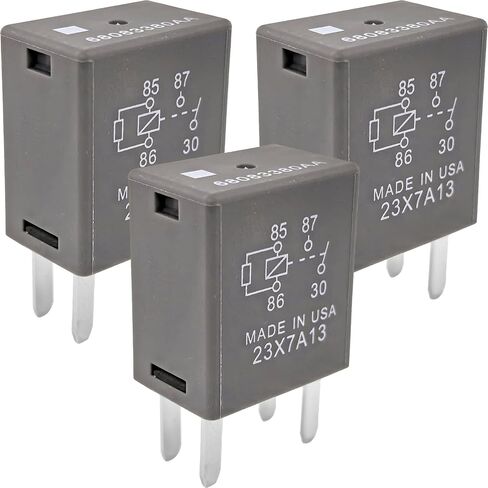 3-Pack 68083380AA Relay - 40A 12VDC 4-Pin SPST Automotive Relay - Compatible with Select Chrysler/Jeep Vehicles (for Jeep Wrangler, Dodge Ram) - Fixes Fuel Pump, Cooling Fan & P0699/P0113 Codes in Saudi Arabia